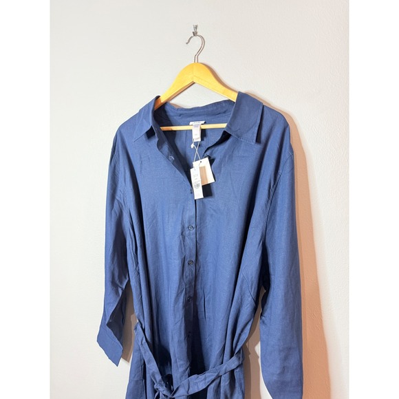 Andie The Corvo Linen Button Up Coverup with Belt, Navy Midnight XXL NWT‎ - Picture 2 of 6